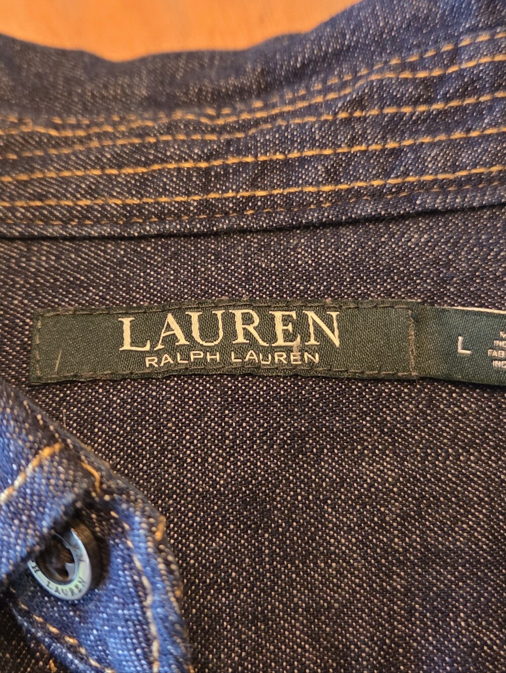 Dark Blue Denim Lauren Ralph Lauren Shirtdress L - Picture 6 of 6